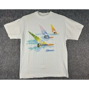 VINTAGE Hawaii Wind Surfer Shirt L Ocean Wave Souvenir 1987